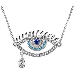 Protective Evil Eye Jewelry Gift 925 Sterling Silver Blule Evil Eye Ring/Earrings/Bracelet/Necklace/Magen David with Evil Eye Necklace New Year Valentine Gift for Women Girls