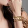 Metal Chain Bracelet Set, 3PC Gold Hip Hop Bracelet, Creative Pearl Inlaid Bracelet, Adjustable Metal Bracelets for Women and Girl