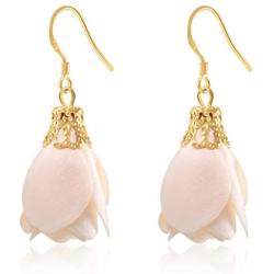 Rose Flower Tassel Earrings Dangle Drop 925 Silver French Hook Jewelry for Womens