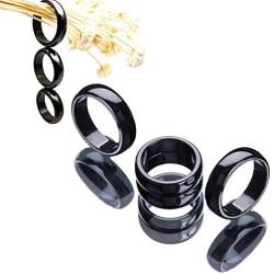 Hematite Ring, 3pcs Black Stone Magnetic Anxiety Balance Root Chakra Genuine Hematite Rings, Hematite Rings that Absorb Negative Energy then Break for Women Men Jewelry Necklace Making (7#)