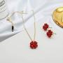 DORAFO Four-Hearts Clover Necklace Fodable and Rotating Simulated Diamond Gold Necklace for Women Girls | Fortune Necklace for Her