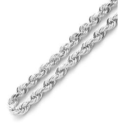 NYC Sterling Unisex Sterling Silver 3MM Diamond-Cut Rope Chain Necklace