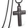 CHOLER Cross Necklace for Men Steel Pendant Lords Prayer Religious Necklace