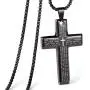 CHOLER Cross Necklace for Men Steel Pendant Lords Prayer Religious Necklace