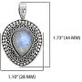 YoTreasure 1.73'' Moonstone Solid 925 Sterling Silver Chain Pendant Jewelry