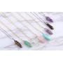 BOUTIQUELOVIN Hexagonal Natural Quartz Stone Pendant Healing Crystal Full Wire Wrap Gemstone Necklace for Women