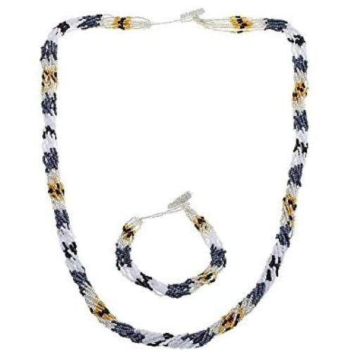 Himalayan Gems Multistrand Potay Bead Bracelet and Necklace Set