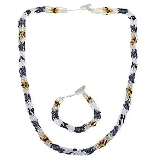 Himalayan Gems Multistrand Potay Bead Bracelet and Necklace Set Himalayan Gems Multistrand Potay Bead Bracelet and Necklace Set