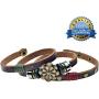 Multilayer Leather Personality Hematite Lucky Lotus Flower Snap Button Wrap Bracelet