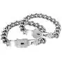 Uloveido Titanium Steel Cuban Chain Bracelets for Couples, His and Hers Square Heart Lock Bangles Matching Jewelry Set Y853
