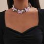 Ingemark Hip Hop Colorful Butterfly Choker Necklace Shiny Crystal Cuban Chain Link Necklace for Women Girls Fashion Jewelry