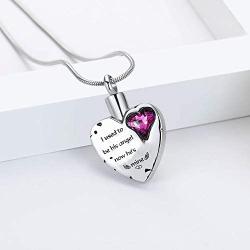 Eternalmemorial Heart Urn Necklaces for Ashes Stainless Steel Engraved Ashes Keepsake Cremation Jewlery Birthstone Necklace