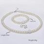 Faux Pearl Choker Necklace For Women, White Simulated Shell Pearl Bracelet Stud Earring Necklaces Sets Teen Girls, Crystal Ball Wedding Brides Jewelry