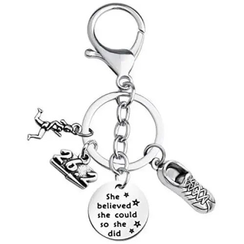 FUSTMW Runner Gifts Marathon Gift Runner Keychain Marathon Jewelry Running Gifts She Believed She Could 13.1 26.2 Keychain Marathon Gift for Her FUSTMW Runner Gifts Marathon Gift Runner Keychain Marathon Jewelry Running Gifts She Believed She Could 13.1 26.2 Keychain Marathon Gift for Her
