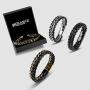 SERASAR | Premium Genuine Leather Bracelet for Men in Black | Magnetic Stainless Steel Clasp in Black, Silver and Gold | Exclusive Jewellery Box | Great Gift Idea