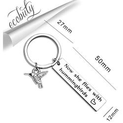 ecobuty Hummingbird Jewelry Now She Flies with Hummingbirds Keychain Memorial Keychain Sympathy Gift for Her