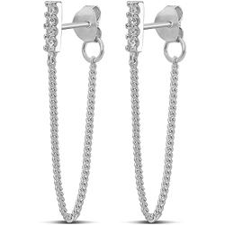Highstreet .925 Sterling Silver dangling drop chain earrings for women | elegant design | hypoallergenic | light and easy on the ear for all day use