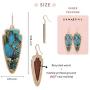 Marble Effect on Recycled Wood, Arrowhead Shape Drop Statement Earrings