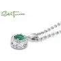 Sterling Silver Halo Style 1/3 Carat Size Simulated Emerald Color Crystal CZ Stones Pendants Fashion Jewelry