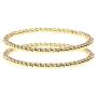 fzbali 3 Pcs Gold Beaded Bracelets, Men Women Elastic Copper Beads Balls Stretch Bracelet Anklet, Fashion Stacking Bracelets Cuff Set Jewelry (6mm+4mm)