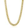 The Bling Factory Mens 11.9mm 24k Yellow Gold Plated Stainless Steel Flat Cuban Link Curb Chain Necklace