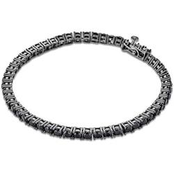 Bridal 9CT 3MM Prong Set Round AAA CZ Solitaire Tennis Bracelet For Women Black 14K Gold Plated Sterling Silver 7 Inch