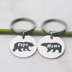 Meibai Mama Bear and Papa Bear Matching Keychains for Couples Mom & Dad Husband and Wife