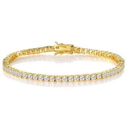 GEMSME 18K White Gold Plated Cubic Zirconia Classic Tennis Bracelet 7.5 Inch (Gold-Plated-Brass)