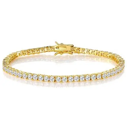 GEMSME 18K White Gold Plated Cubic Zirconia Classic Tennis Bracelet 7.5 Inch (Gold-Plated-Brass) GEMSME 18K White Gold Plated Cubic Zirconia Classic Tennis Bracelet 7.5 Inch (Gold-Plated-Brass)
