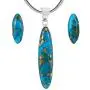 925 Sterling Silver Matching Pendant & Earrings Set Genuine Gemstones 20'' Necklace