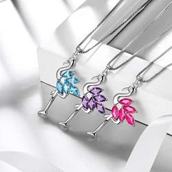 Aurora Tears Flamingo Necklace/Earrings Women 925 Sterling Silver Bird Butterfly Pendant/Dangle Birthstone Gift for Girls Birthday Dating Birth Jewelry