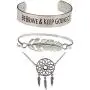 Solememo Vintage Retro Bohemian Design Antique Silver Tone Bracelet Set, Be Brave Feather and Dreamcatcher Set of 3 Bangles, Friendship Gift Solememo Vintage Retro Bohemian Design Antique Silver Tone Bracelet Set, Be Brave Feather and Dreamcatcher Set of 3 Bangles, Friendship Gift