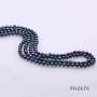 JYX Pearl Long Strand Necklace 8mm White/Black Flat Round Freshwater Pearl Necklace Sweater Necklace 48''