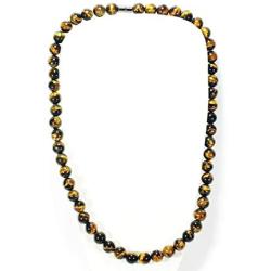 Auras by Osiris - Tiger Eye Beaded Necklace For Men - World Class Durability & Magnetic Clasp - Good Luck - Confidence - Handmade in USA Tiger Eye 10mm)