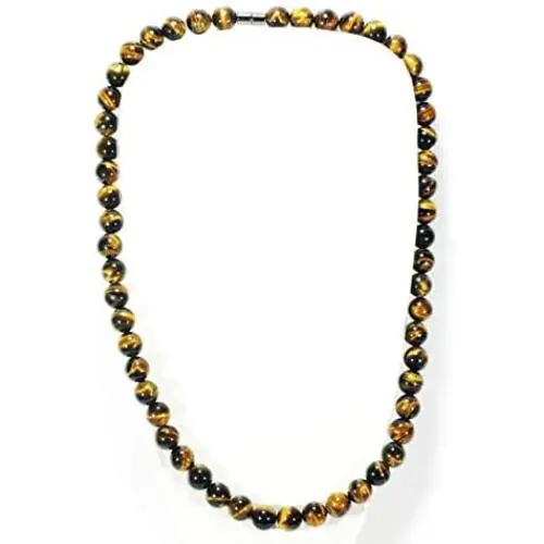 Auras by Osiris - Tiger Eye Beaded Necklace For Men - World Class Durability & Magnetic Clasp - Good Luck - Confidence - Handmade in USA Tiger Eye 10mm) Auras by Osiris - Tiger Eye Beaded Necklace For Men - World Class Durability & Magnetic Clasp - Good Luck - Confidence - Handmade in USA Tiger Eye 10mm)