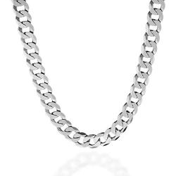 Quadri - Cuban Link Chain 10 mm in 925 Sterling Silver Italian Diamond-Cut Necklace for Men - 18 to 30 Inch - Premium Quality Made in Italy Certified - Gift Box Included