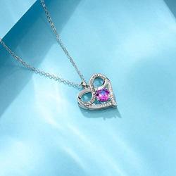 Cat Eye Jewels S925 Infinity Love Heart Necklace Sterling Silver CZ Cubic Zirconia Pendant Gifts Necklaces for Women Girls Mom