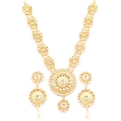 Touchstone Indian Bollywood Gorgeous Intricate Workmanship Mughal White Colorful Rhinestone Crystal Wedding Designer Jewelry Choker Necklace Set in Gold and Silver Tone for Women.