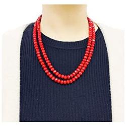 Colorful crystal beaded cardigan necklace, handmade long necklaces for women and girls - Red