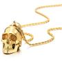COOLSTEELANDBEYOND Large Stainless Steel Skull Pendant Necklace for Men High Polished with 30 Inches Wheat Chain