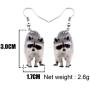 NEWEI Acrylic Raccoon Ringtail Earrings Drop Dangle Sweet Wild Animal Jewelry For Women Girl Charms