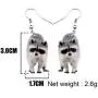 NEWEI Acrylic Raccoon Ringtail Earrings Drop Dangle Sweet Wild Animal Jewelry For Women Girl Charms