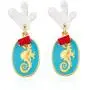 Boho Geometric Stud Earrings for Women - Ocean Beach Bohemia Drop Dangle Post earrings with Starfish, Coral, Seahorse and Conch