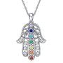 MONGAS 7 Chakra Hamsa/Sunflower Locket Necklace 925 Sterling Silver Chakra Jewelry for Women