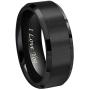 CROWNAL 4mm 6mm 8mm Black/Silver/Gunmetal/Gold Tungsten Wedding Couple Bands Rings Men Women Matte Brushed Finish Center Engraved I Love You Size 4 to 17