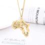 NOUMANDA Fashion Africa Map Tree Necklace Cut Metal Engraved Hollow Pendant Jewelry