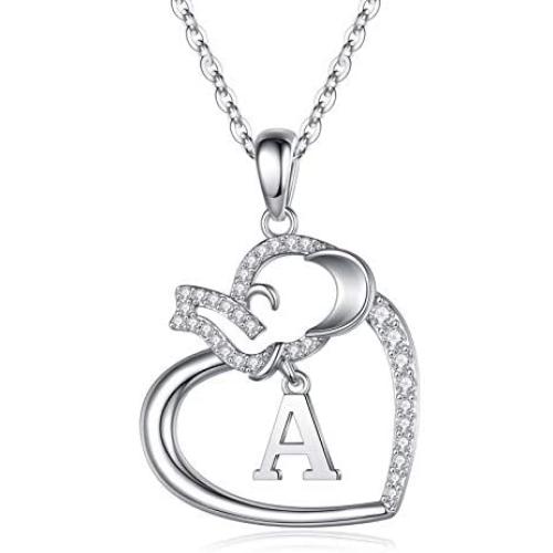 IEFSHINY Elephant Gifts Elephant Necklaces for Women, Good Luck Elephant Love Heart Pendant Necklace Lucky Elephant Jewelry for Women Girls Friends