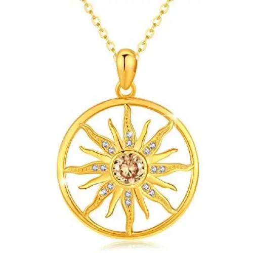 JUSTKIDSTOY Sun Necklace 925 Sterling Silver Sunshine Pendant Necklace Sun Jewelry Stocking Stuffers for Women Girlfriend