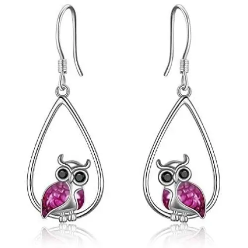Owl Earrings Sterling Silver Owl Dangle Drop Earrings for Women Jewelry Gifts Owl Earrings Sterling Silver Owl Dangle Drop Earrings for Women Jewelry Gifts