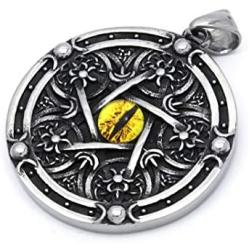 Gungneer Wiccan Pentagram Necklace Stainless Steel Pendant Keel Chain Protection Pentacle Jewelry for Men Women